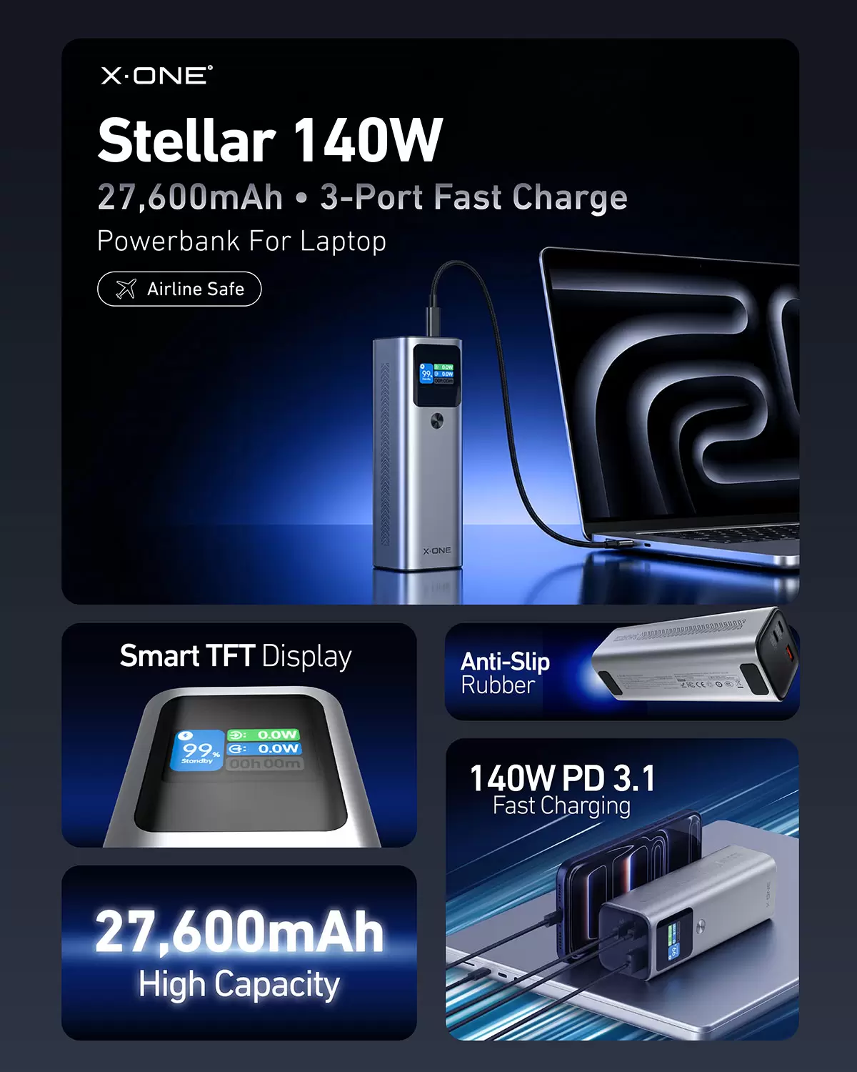 Powerbank estelar de 140W 27600mAh