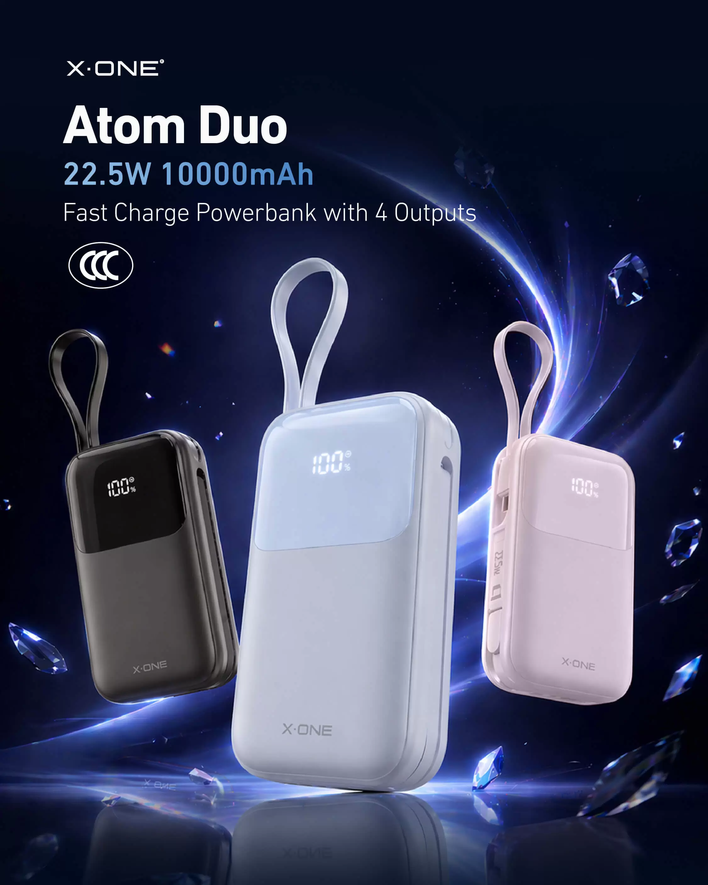 Banco de pot&ecirc;ncia Atom Duo 22,5W 10000mAh
