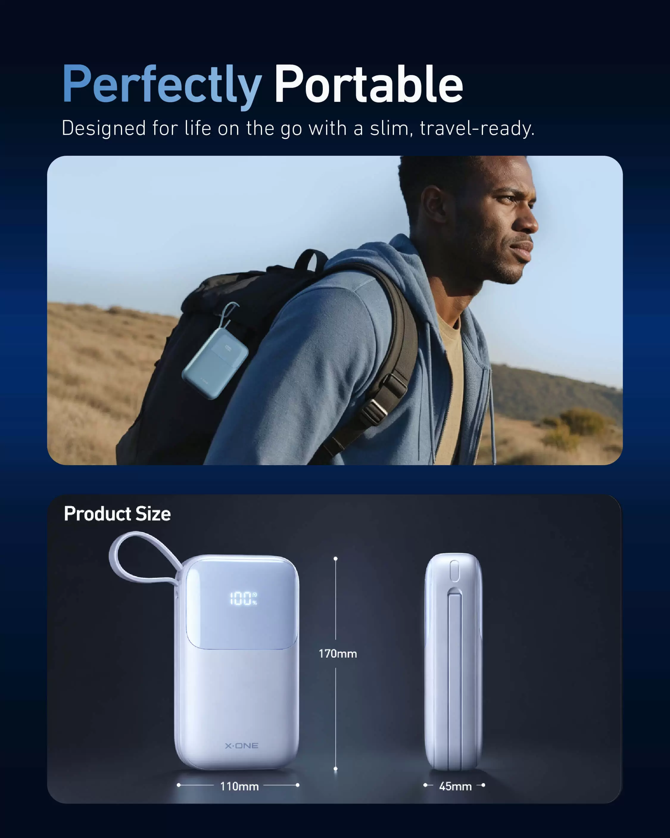 Banco de pot&ecirc;ncia Atom Duo 22,5W 10000mAh